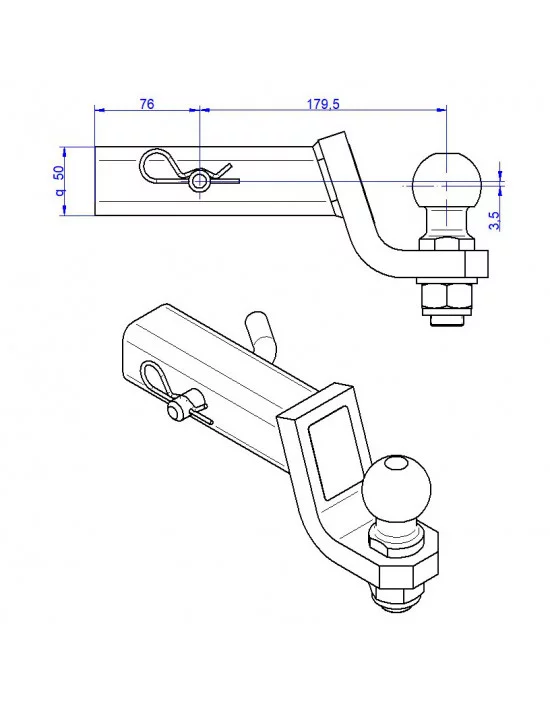 Hak holowniczy adapter do samochodów z USA (standardowe zawieszenie) Ford Transit Hak holowniczy adapter do samochodów z USA (standardowe zawieszenie) Ford Transit