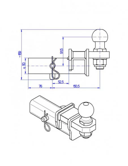 Hak holowniczy adapter do samochodów z USA (niskie zawieszenie) Ford Transit Hak holowniczy adapter do samochodów z USA (niskie zawieszenie) Ford Transit
