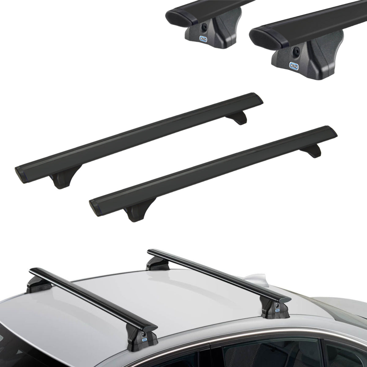 Czarne Aluminiowe Belki dachowe do BMW Seria 3 G20 4d Cruz Airo FIX Dark (od 2019)