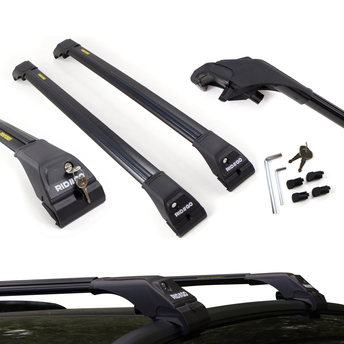 Czarne Aluminiowe Belki dachowe do Audi A4 B9 Allroad (od 2016) RIDIGO AERO Black