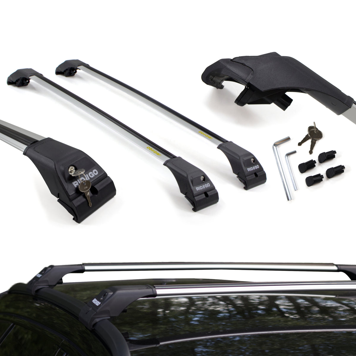 Srebrne Aluminiowe Belki dachowe do Dongfeng/DFSK E5 1 I (od 2024) RIDIGO AERO Silver