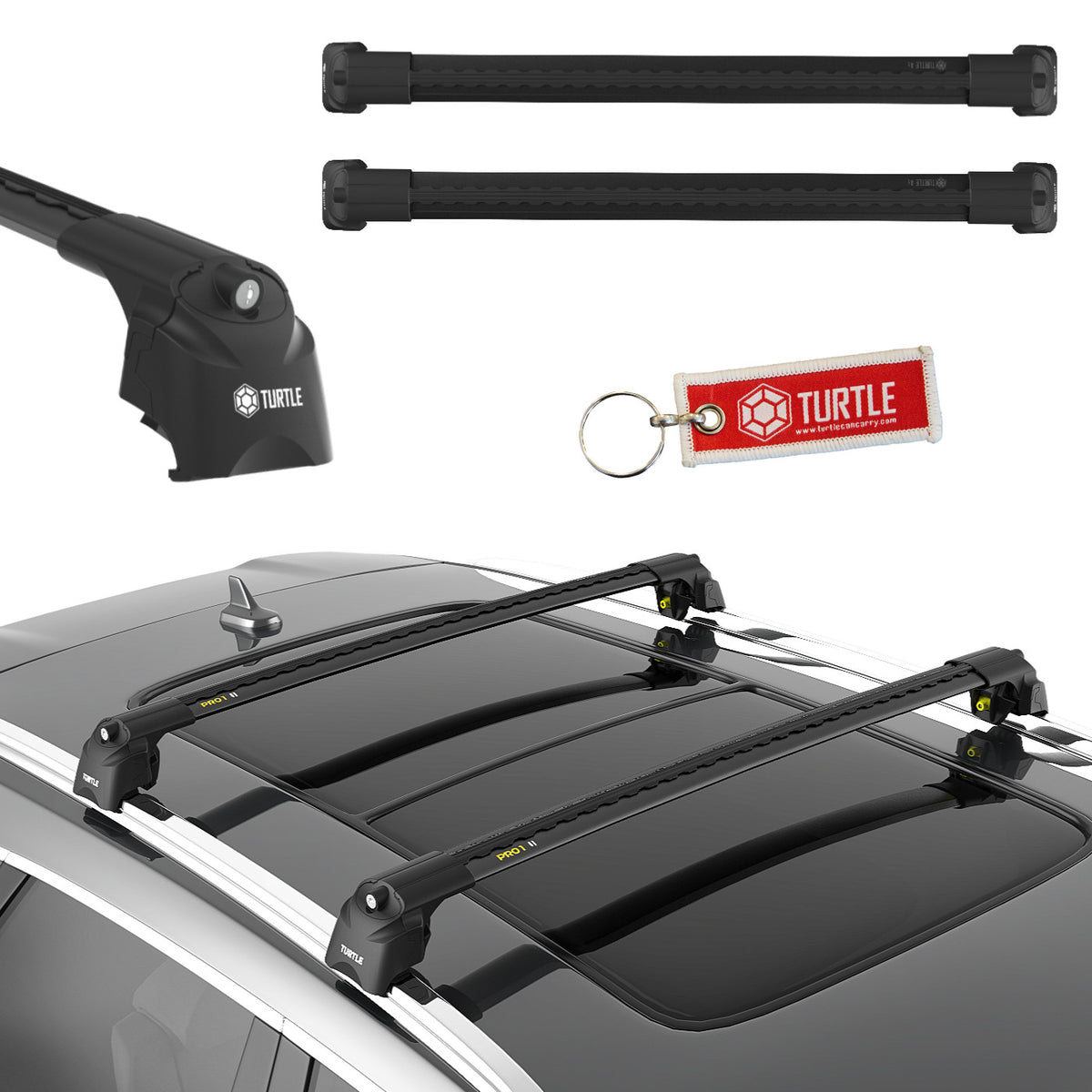 Czarne Aluminiowe Belki dachowe do Audi A4 Allroad B8 (2009-2015) Turtle Turtle Black