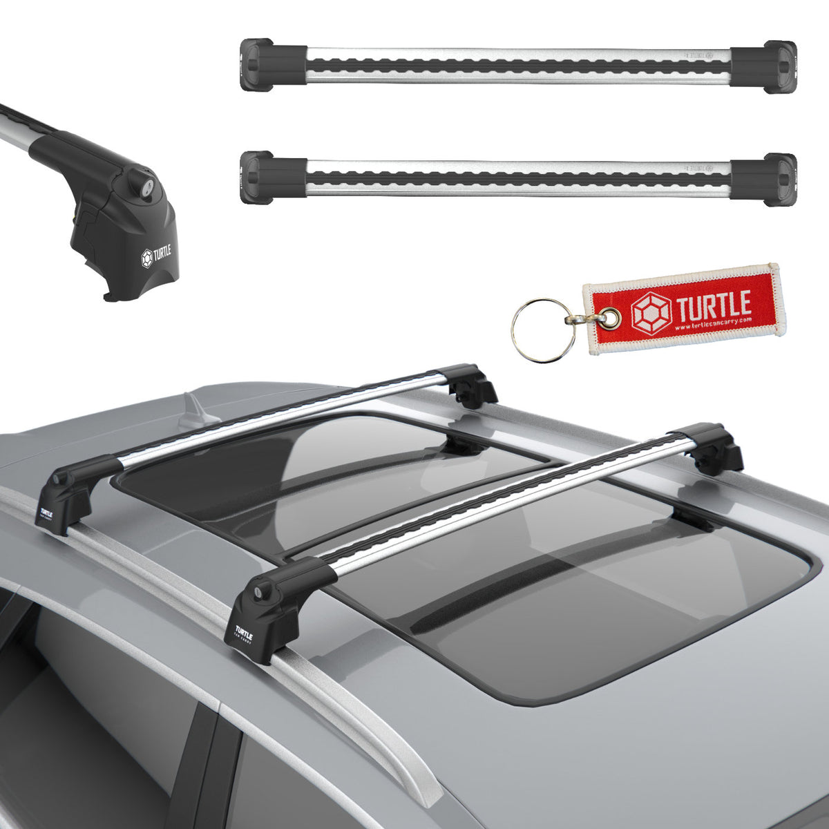 Srebrne Aluminiowe Belki dachowe do Kia Carnival VQ Grand (2015-2020) Turtle Turtle Silver