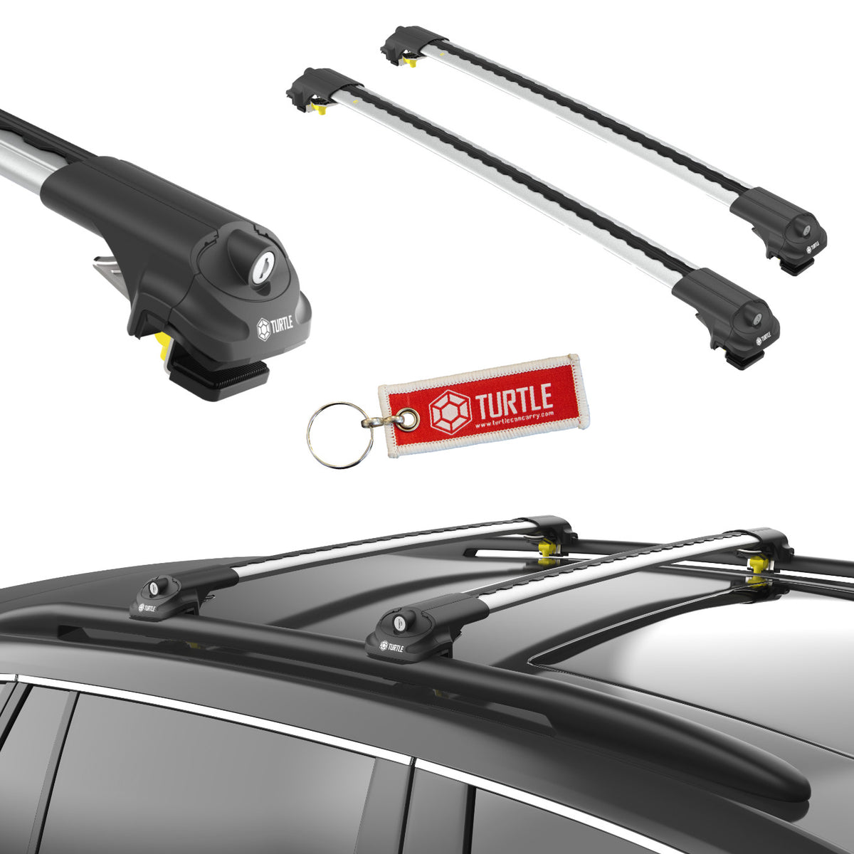 Srebrne Aluminiowe Belki dachowe do Volkswagen Passat Alltrack B7 (2012-2015) Turtle Turtle Silver
